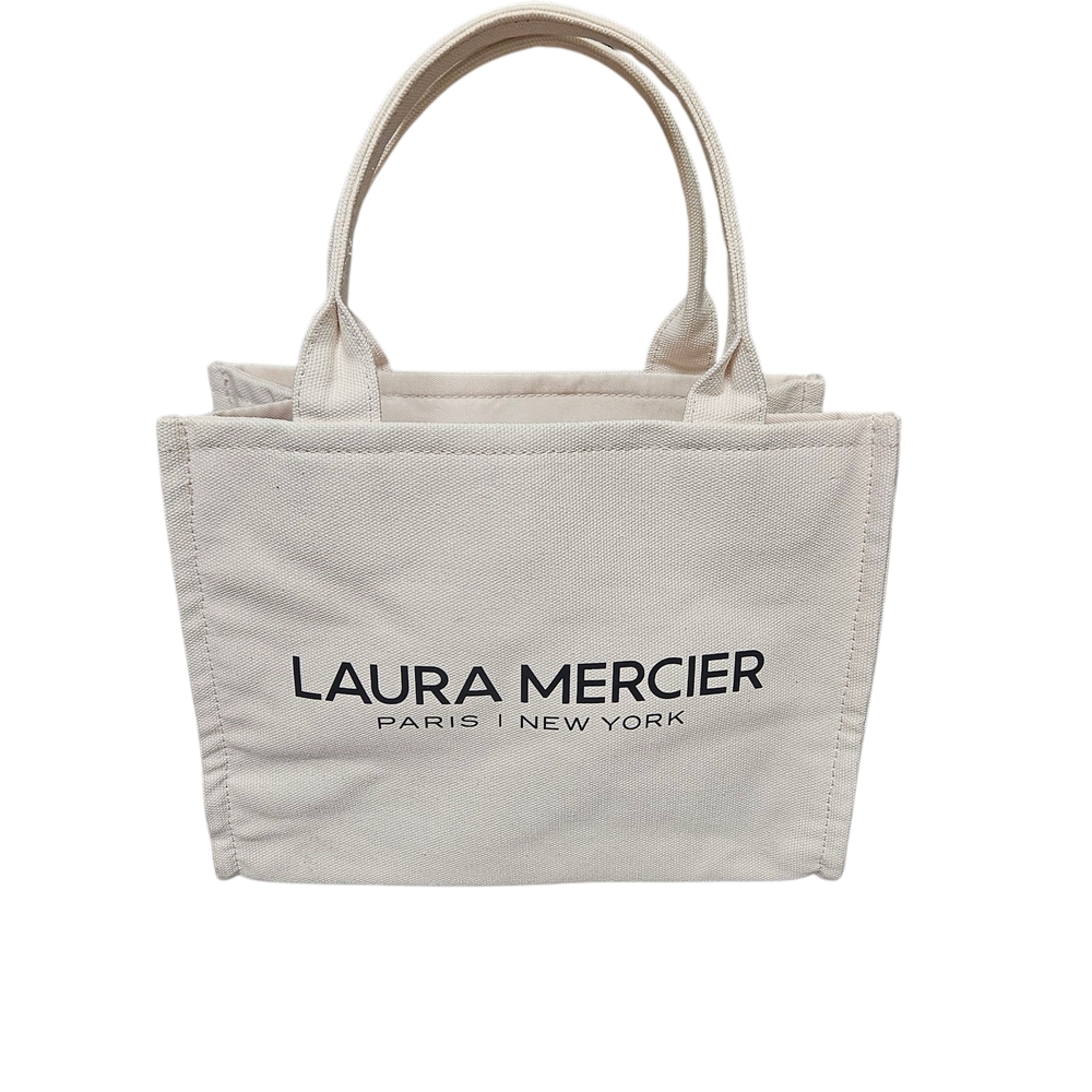 Laura Mercier Cream Canvas Tote Structured Design